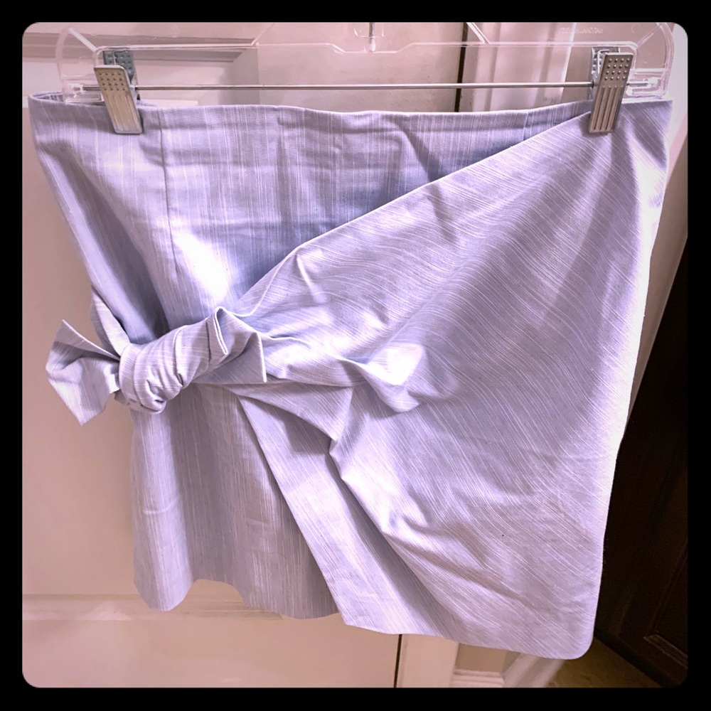 Faux wrap baby blue skirt with bow